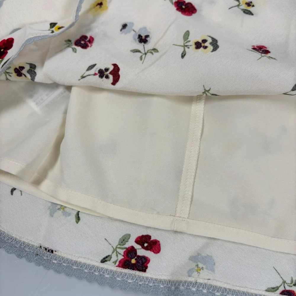 GAP x DOEN GIrls Small 6-7 White Floral Mini Skirt NWT Lace Trim Pansy Print